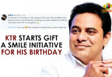KTR Starts Gift A Smile Initiative For His Birthday KTR Starts Gift A Smile Initiative For His Birthday, Gift A Smile Initiative by KTR, KTR Birthday Celebrations, gift a smile challenge, KTR on twitter, TRS Party Chief KTR challenges, Mango News, Gift A Smile campaign by KTR followers, Unique Challenge for KTR Birthday,