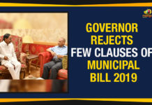 Governor Rejects Few Clauses Of Municipal Bill 2019 Governor Rejects Few Clauses Of Municipal Bill 2019, Governor Rejects Telangana New Municipal Bill, Governor Narasimhan raises objections on Municipal Act, Telangana Municipal Act passed in Assembly, Mango News, Telangana Gov seeks clarification on new municipal bill, Governor Narasimhan latest news