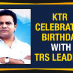 KTR Celebrates Birthday With TRS Leaders KTR Celebrates Birthday With TRS Leaders, TRS leaders celebrate KTR birthday, KTR launches #GiftASmile challenge, KTR Birthday initiative, TRS chief KT Rama Rao Birthday Celebrations, KCR Son KTR Journey, KTR Birthday Celebrations By TRS Leaders, Mango News