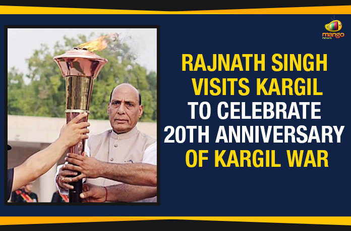 Rajnath Singh Visits Kargil To Celebrate 20th Anniversary Of Kargil War, Rajnath Singh pays tributes to martyred soldiers, Kargil Vijay Diwas, Kargil War 20th anniversary of the Kargil War and the milestone, India, Kargil War Memorial, Defence Minister Rajnath Singh news, Mango News