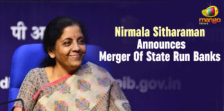 Nirmala Sitharaman Announces Merger Of State Run Banks,Mango News,Nirmala Sitharaman Announces Consolidation of 27 Govt Banks,Nirmala Sitharaman announces mega state-run bank mergers,Finance Minister announces mega merger of 10 state-run banks,Nirmala Sitharaman announces merger of 10 state-run banks