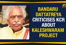 Bandaru Dattatreya Criticises KCR About Kaleshwaram Project Annaram barrage, Bandaru Dattatreya, Bandaru Dattatreya Criticises KCR, Bandaru Dattatreya Criticises KCR About Kaleshwaram Project, Bharatiya Janata Party, Chief Minister of Telangana, CM KCR, Dattatreya, Dattatreya Latest News, E.S.L. Narasimhan, K Chandrashekar Rao, kaleshwaram, Kaleshwaram Irrigation Project, Kaleshwaram lift irrigation project, Kaleshwaram Project, KCR, Mango News, TRS Government