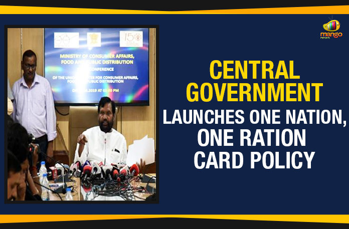Central Government, Central Government Launches One Nation, Central Government Launches One Nation One Ration Card Policy, KCR, mango news telugu, Minister of Consumer Affairs, One Nation One Ration Card Scheme, One Nation One Ration Card Scheme Begins, One Nation One Ration Card Scheme Begins In Telangana, One Nation One Ration Card Scheme In Telangana, One Nation One Ration Card Scheme Telangana, One Ration Card Policy, Public distribution system, Ram Vilas Paswan, Telangana, Telangana news