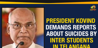 Mango News, President Kovind Demands Reports About Suicides, President Kovind Demands Reports About Suicides By Inter Students, President of India, Ram Nath Kovind, Reports About Suicides By Inter Students, Suicides By Inter Students, Telangana, Telangana – President Kovind Demands Reports About Suicides By Inter Students, Telangana Inter Results 2019, Telangana Inter Results Issue, Telangana Political News