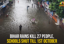 Bihar Rains Kill 27 People, Schools Shut Till 1st October Bihar Rains Kill 27 People, Bihar Rains Kill 27 People Schools Shut Till 1st October, heavy rains in bihar, Indian Meteorological Department, Latest Political Breaking News, Mango News, National Disaster Rescue Force, National News Headlines Today, national news updates 2019, National Political News 2019, Schools Shut Till 1st October