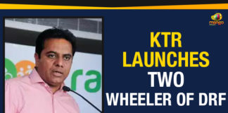 KTR Launches Two Wheeler Of DRF,Mango News,KTR launches DRF,Minister KTR launches DRF,Disaster Rescue Force Two Wheeler,GHMC ED Vishwajit,Telangana Disaster Response Force,two wheeler vehicles of DRF
