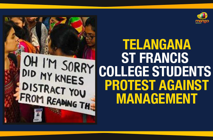 Begumpet St Francis College Students Protest, Begumpet St Francis College Students Protest Against Management, Mango News, St Francis College Students, St Francis College Students Protest, St Francis College Students Protest Against Management, Telangana Breaking News, Telangana St Francis College Students Protest Against Management