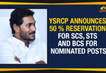 YSRCP Announces 50 % Reservation For SCs, STs And BCs For Nominated Posts YSRCP Announces 50% Reservation,Mango News,AP Breaking News Today,AP Govt Fifty Percent Reservation In Nominated Posts,AP Govt 50% Reservation,AP Nominated Posts,Andhra Pradesh Government Latest Notification,AP Govt Announces 50 % Reservation