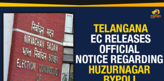 Telangana – EC Releases Official Notice Regarding Huzurnagar Bypoll EC Releases Official Notice Regarding Huzurnagar Bypoll, Election Commission Of Telangana, Huzurnagar Assembly constituency bypoll, Mango News, Official Notice Regarding Huzurnagar Bypoll, Political Updates 2019, Telangana, Telangana Breaking News, Telangana EC Releases Official Notice Regarding Huzurnagar Bypoll, Telangana Political Live Updates, Telangana Political Updates, Telangana Political Updates 2019