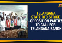 Mango News, Opposition Parties To Call For Telangana Bandh, Political Updates 2019, strike against the Telangana Government, Telangana, Telangana Bandh, Telangana Breaking News, Telangana Political Live Updates, Telangana Political Updates, Telangana Political Updates 2019, Telangana State Road Transport Corporation, TSRTC Strike Latest Updates, TSRTC Strike Opposition Parties To Call For Telangana Bandh