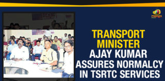 Ashwathama Reddy, Mango News, Minister Ajay Kumar Assures Normalcy In TSRTC Services, President of the TSRTC Joint Action Committee, Puvvada Ajay Kumar, Transport Minister Ajay Kumar, Transport Minister Ajay Kumar Assures Normalcy In TSRTC, Transport Minister Ajay Kumar Assures Normalcy In TSRTC Services, Transport Minister of Telangana, TSRTC Strike Latest Updates