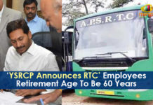 YSRCP Announces RTC Employees’ Retirement Age To Be 60 Years Ap Political Live Updates 2019, AP Political News, AP Political Updates, AP Political Updates 2019, APSRTC Latest Updates, Mango News, Road Transport Corporation, RTC Employees Retirement Age To Be 60 Years, YCP Announces RTC Employees Retirement Age To Be 60 Years, YSRCP Announces RTC Employees Retirement Age To Be 60 Years, Yuvajana Sramika Rythu Congress Party