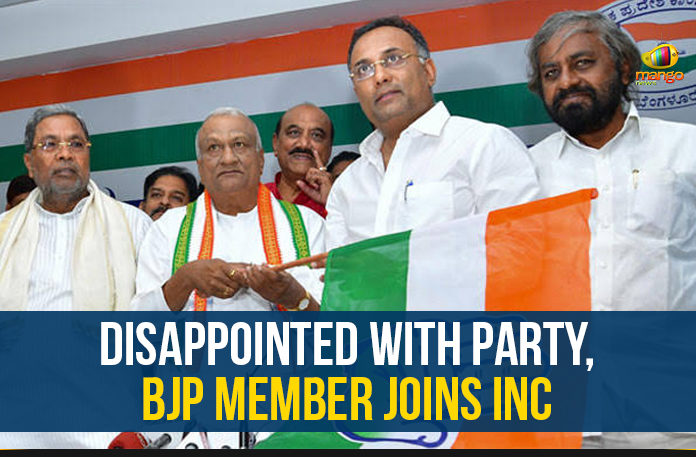 B.S. Yediyurappa, BJP Member Joins INC, Disappointed With Party, Disappointed With Party BJP Member Joins INC, Latest Political Breaking News, Mango News, National News Headlines Today, national news updates 2019, National Political News 2019, Raju Kage BJP Member Joins INC, the Chief Minister of Karnataka