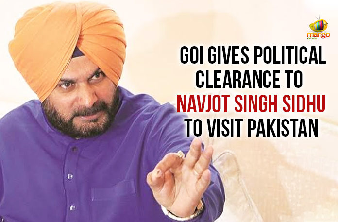 GoI Gives Political Clearance To Navjot Singh Sidhu, GoI Gives Political Clearance To Navjot Singh Sidhu To Visit Pakistan, Latest Political Breaking News, Mango News, National News Headlines Today, national news updates 2019, National Political News 2019, Navjot Singh Sidhu To Visit Pakistan, Political Clearance To Navjot Singh Sidhu To Visit Pakistan