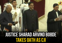 Justice Sharad Arvind Bobde Takes Oath As CJI Justice Sharad Arvind Bobde Takes Oath As CJI,Mango News,Breaking News Today,Justice Sharad Arvind Bobde,47th Chief Justice of India,President Ram Nath Kovind,New CJI,CJI Justice SA Bobde,Justice Sharad Arvind Bobde Ceremony