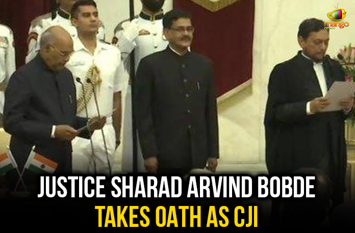 Justice Sharad Arvind Bobde Takes Oath As CJI,Mango News,Breaking News Today,Justice Sharad Arvind Bobde,47th Chief Justice of India,President Ram Nath Kovind,New CJI,CJI Justice SA Bobde,Justice Sharad Arvind Bobde Ceremony