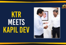 KTR Meets Kapil Dev Development Permission Management System, former Captain of the Indian Cricket Team, Greater Hyderabad Municipal Corporation, kapil dev, KTR Meets Kapil Dev, Layout Regularisation Scheme, Mango News, Municipal Administration and Urban Development Minister, Political Updates 2019, Strategic Road Development Plan, Telangana, Telangana Breaking News, Telangana Political Updates 2019