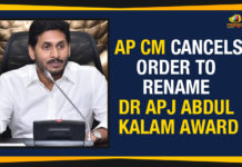 #YSRCPInsultsAPJAbdulKalam, Abdul Kalam Pratibha Award, AP CM Cancels Order To Rename Dr APJ Abdul Kalam Awards, Ap Political Live Updates 2019, AP Political News, AP Political Updates, AP Political Updates 2019, CM YS Jagan Serious Over Name Change Of Abdul Kalam Pratibha Award, Mango News, YS Jagan Cancels Order To Rename Dr APJ Abdul Kalam Awards, YSRCP Insults APJ Abdul Kalam