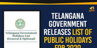 Govt Releases List Of Public And Optional Holidays List For 2020, Holidays List For 2020, Mango News, Political Updates 2019, Public And Optional Holidays List For 2020, Telangana Breaking News, Telangana Government Releases List Of Public Holidays, Telangana Government Releases List Of Public Holidays For 2020, Telangana Govt Releases List Of Public And Optional Holidays List, Telangana Political Updates, Telangana Political Updates 2019