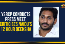 Ap Political Live Updates 2019, AP Political News, AP Political Updates, AP Political Updates 2019, Chandrababu Naidu 12 Hour Deeksha, Criticises Naidu’s 12 Hour Deeksha, Mango News, YCP Comments On Chandrababu Naidu 12 Hour Deeksha, YSRCP Conducts Press Meet, YSRCP Conducts Press Meet Criticises Naidu’s 12 Hour Deeksha, Yuvajana Sramika Rythu Congress Party