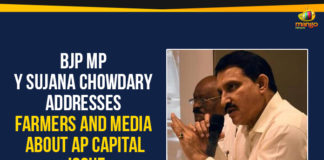 Andhra Pradesh latest news, AP 3 Capitals Issue, AP Breaking News, AP Capital Issue, AP Political Live Updates 2020, AP Political News, AP Political Updates, AP Political Updates 2020, BJP MP Y Sujana Chowdary, Mango News, Sujana Chowdary Addresses Farmers