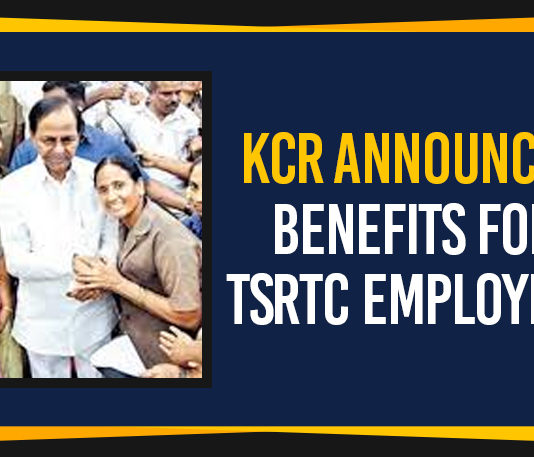 KCR Announces Benefits For TSRTC Employees, KCR Meeting With RTC Employess, kcr promises to rtc employees, mango news telugu, Political Updates 2019, Telangana, Telangana Breaking News, Telangana cm kcr, Telangana Political Live Updates, Telangana Political Updates, Telangana Political Updates 2019