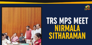 Finance Minister Nirmala Sitharaman, Mango News, Political Updates 2019, Telangana Breaking News, Telangana Political Live Updates, Telangana Political Updates, Telangana Political Updates 2019, TRS Latest News, TRS MPs Meet Finance Minister Over Pending Funds, TRS MPs Meet Nirmala Sitharaman