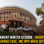 Angry Over Unnao Case, Bharatiya Janata Party, INC MPs Walk Out, Latest Political Breaking News, Mango News, National News Headlines Today, national news updates 2019, National Political News 2019, parliament winter session, Parliament Winter Session 2019, Unnao Rape Case, Unnao Rape Case Latest News