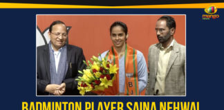 Badminton Player Saina Nehwal,Saina Nehwal Joins BJP Ahead Of Delhi Polls,Mango News,Latest Breaking News 2020,Political Updates 2020,Saina Nehwal About BJP and Narendra Modi,Olympic Medallist Saina Nehwal Joins BJP,India Star Badminton Player Saina Nehwal