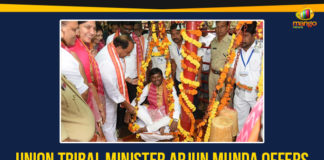 Arjun Munda, Mango News, Medaram Jatara Festival, Medaram Sammakka Sarakka Jathara, Sammakka Sarakka Jathara, Telangana Medaram Jatara, Union Tribal Minister, Union Tribal Minister Arjun Munda