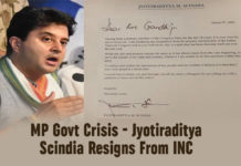 MP Govt Crisis – Jyotiraditya Scindia Resigns From INC