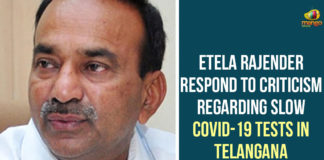 etala rajender, Etela Rajender Respond On Slow COVID-19 Tests In Telangana, Indian Council of Medical Research, Telangana, Telangana Coronavirus, Telangana Coronavirus Deaths, Telangana Health Minister, Telangana Health Minister Etala Rajender, Telangana Rashtra Samithi, Total COVID 19 Cases