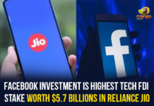 Facebook Investment Is Highest Tech FDI Stake Worth $5.7 Billions In Reliance Jio Ambani’s Jio Platforms, facebook, Facebook Invests $5.7B in India’s Reliance Jio Platforms, Facebook Invests $5.7B in Reliance Jio Platforms, Facebook invests in Indian mobile carrier, Facebook Invests In Reliance, Facebook invests in Reliance Jio, Mango News Telugu, Reliance Jio, Reliance Jio Platforms