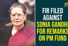 FIR against Congress chief Sonia Gandhi, FIR Filed against Sonia Gandhi, FIR filed against Sonia Gandhi for misleading remarks, FIR filed against Sonia Gandhi over remarks on PM-CARES, FIR lodged against Congress chief, Indian National Congress, Sonia Gandhi, Sonia Gandhi Remarks On PM Fund