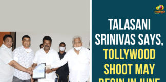 Mango News, Minister Talasani Srinivas Yadav, Talasani Srinivas, Talasani Srinivas Says Tollywood Shoot May Begin In June, Talasani Srinivas Yadav, Tollywood Coronavirus, Tollywood Coronavirus Crisis, Tollywood Movie Shoot, Tollywood Shoot, Tollywood Shoot May Begin In June, Tollywood Shoot Updates, Tollywood updates
