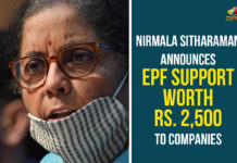 Nirmala Sitharaman Announces EPF Support Worth Rs. 2,500 To Companies 20 lakh crore package, Atma Nirbhar Bharat Abhiyan, Atma Nirbhar Bharat Abhiyan economic package, Covid relief package, EPF, EPF Contribution Extended, EPF Contribution Extended by Another 3 Months, Finance Minister Nirmala Sitharaman, FM Nirmala Sitharaman Press Meet, Nirmala Sitharaman, Nirmala Sitharaman press conference today, Nirmala Sitharaman Press Meet Live, TDS/TCS Shall Be Reduced By 25% Of Existing Rates