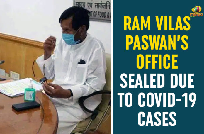 Ram-Vilas-Paswan’s-Office-Sealed-Due-To-COVID-19-Cases Central Government, Central Government sealed office of Ram Vilas Paswan, Coronavirus India update, COVID-19, Department of Animal Husbandry and Dairying, Department of Food and Public Distribution office, food ministry in Krishi Bhawan, Paswan office, Ram Vilas Paswan, Ram Vilas Paswan Delhi office, Ram Vilas Paswan office sealed in Delhi