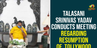 Mango News , Minister Talasani Srinivas Yadav, talasani srinivas yadav, Talasani Srinivas Yadav Meeting, Talasani Srinivas Yadav Meeting on Telugu Film Industry, Telugu Film Industry, Tollywood, Tollywood Film Shooting, Tollywood Shooting, Tollywood Shooting To Start, Tv Shootings