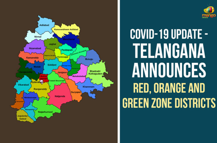 Telangana-Announces-Red,-Orange-And-Green-Zone-Districts AP Corona Cases, Corona Lockdown, Coronavirus, COVID-19, telangana, Telangana Corona Green Zones, Telangana Corona Lockdown, Telangana Corona Orange Zones, Telangana Corona Positive Cases, Telangana Corona Red Zones, Telangana Coronavirus, Telangana Covid 19 Cases, Telangana Lockdown, telangana lockdown updates