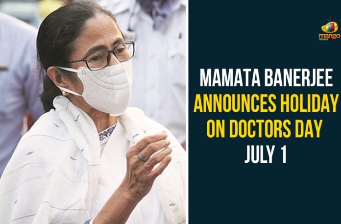 Chief Minister of West Bengal, Doctors Day, Doctors Day 2020, Doctors Day July 1, mamata banerjee, Mamata Banerjee Announces Holiday On Doctors Day July 1, West Bengal, West Bengal CM, West Bengal CM Mamata Banerjee, West Bengal news