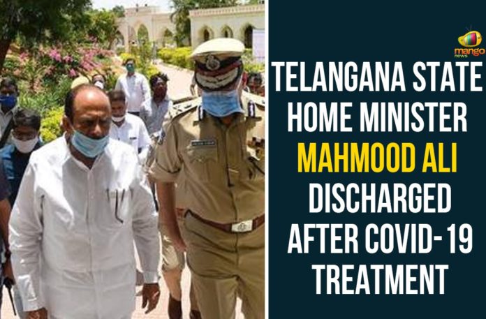 Home Minister Mahmood Ali Discharged, Mahmood Ali Discharged, Mahmood Ali Discharged After Covid-19 Treatment, Telangana Home Minister Mahmood Ali, Telangana Home Minister Mahmood Ali Tested Positive, Telangana State Home Minister