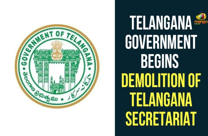 Secretariat Demolition, telangana, Telangana govt begins demolishing Secretariat, Telangana New Secretariat, Telangana News, Telangana Political Updates, telangana secretariat, Telangana Secretariat Demolition, Telangana Secretariat Demolition Process Started
