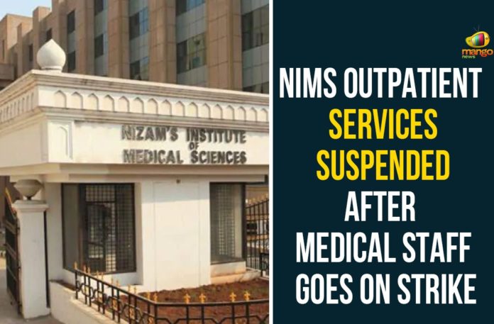 NIMS Coronavirus, NIMS Medical Staff Goes On Strike, NIMS Medical Staff Strike, NIMS Outpatient Services Suspended, NIMS Staff Strike, NIMS Strike, Nizam Institute Medical Science, Telangana Coronavirus, Telangana Coronavirus News