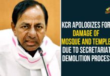 CM KCR, KCR Apologizes For Damage Of Mosque And Temple, KCR Regrets Razing Of Mosques, Mosque in Secretariat, Secretariat Demolition Process, Telangana High Court halts demolition, Telangana Secretariat, Telangana Secretariat Demolition, Temple and Mosque in Secretariat, Temple and Mosque in Secretariat Premises,