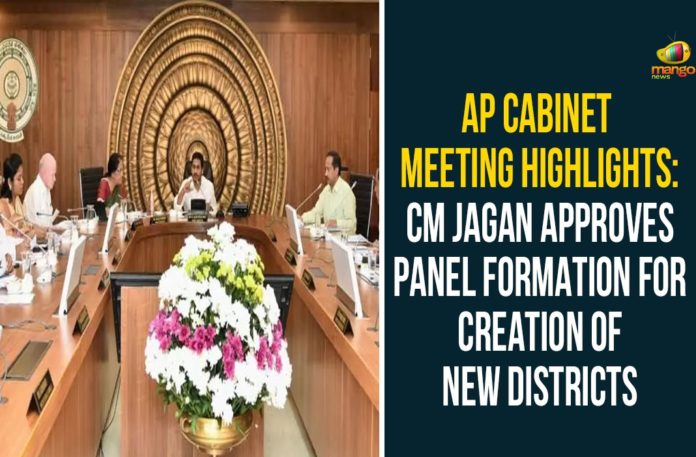 AP Cabinet Meeting Highlights: CM Jagan Mohan Reddy Approves Panel Formation For Creation Of New Districts Andhra Pradesh, AP Cabinet, AP Cabinet Approves Formation of Committee, AP Cabinet Meet, AP Cabinet Meeting, AP Cabinet On Establishment of New Districts, AP Establishment of New Districts, AP New Districts, Formation of Committee on Establishment of New Districts, Formation of new districts