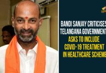 Bandi Sanjay Criticises Telangana Government, Asks To Include Covid-19 Treatment In Healthcare Scheme Bandi Sanjay Asks To Include Covid-19 Treatment In Healthcare Scheme, Bandi Sanjay Criticises Telangana Government, Bandi Sanjay Kumar, BJP President Bandi Sanjay, Telangana BJP President Bandi Sanjay