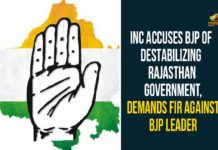 INC Accuses BJP Of Destabilizing Rajasthan Government, Demands FIR Against BJP Leader INC Accuses BJP Of Destabilizing Rajasthan Government, INC Demands FIR Against BJP Leader, rajasthan, Rajasthan Government, Rajasthan HC, Rajasthan political crisis, Rajasthan political crisis news, Rajasthan Political News, Sachin Pilot, Sachin Pilot Disqualification Notice, Sachin Pilot Latest News