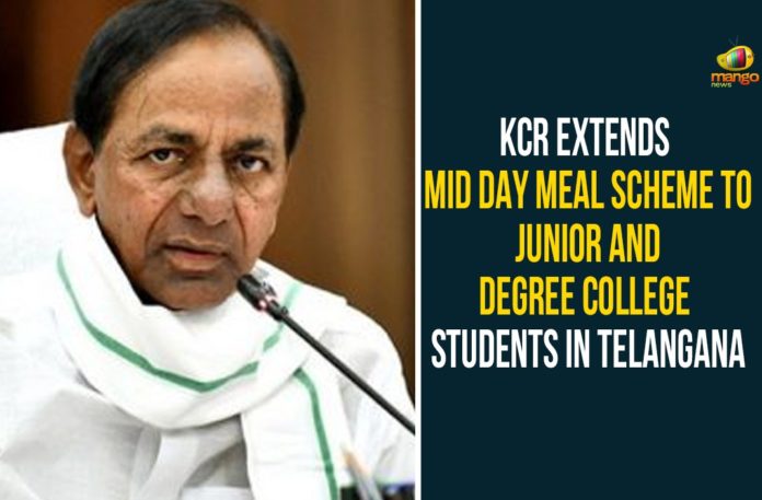 CM KCR, CM KCR Decides to Start Midday Meal Scheme, Govt to introduce mid day meal in degree, Mid-day meal scheme for junior colleges, Midday Meal Scheme For All Govt Inter Degree College Students, Telangana CM KCR, Telangana govt to extend midday meal scheme, Telangana plans mid-day meal in govt colleges