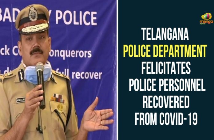 Police Department Felicitates Police Personnel Recovered From Covid-19, Police Personnel Recovered From Covid-19, Telangana Coronavirus, Telangana Coronavirus Deaths, Telangana Coronavirus News, Telangana Police, Telangana Police department
