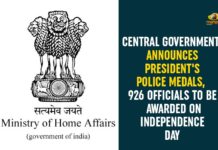 74th Independence Day, 926 personnel selected for police medals, 926 Police personnel have been awarded Medals, Central Government, Independence day, Independence Day Celebrations, Independence Day News, MHA releases Police medals for 926, President Police Medals Awardee